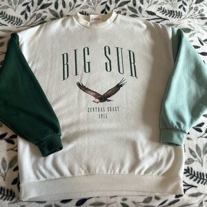 Target Big Sur Two-Tone Crewneck Sweatshirt in Cream with Green Sleeves